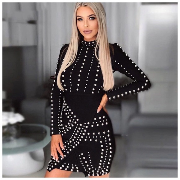 🛍 The LONIMI Stunning Studded Stretch Dress - Picture 2 of 8